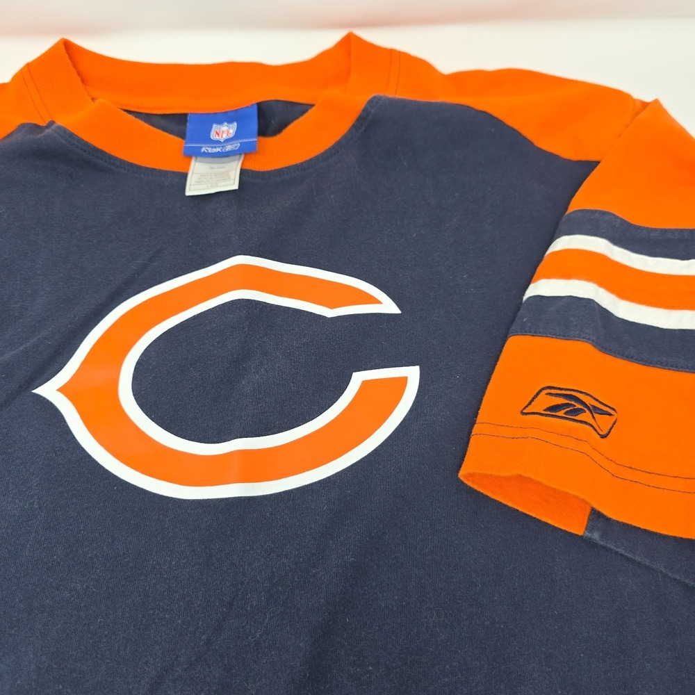 Reebok Chicago Bears Shirt Mens Large Navy Orange Raglan NFL Football Tee - Picture 3 of 6